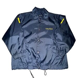 Nautica‎ Kids Navy Blue Windbreaker Jacket with Yellow Accents Size L 6